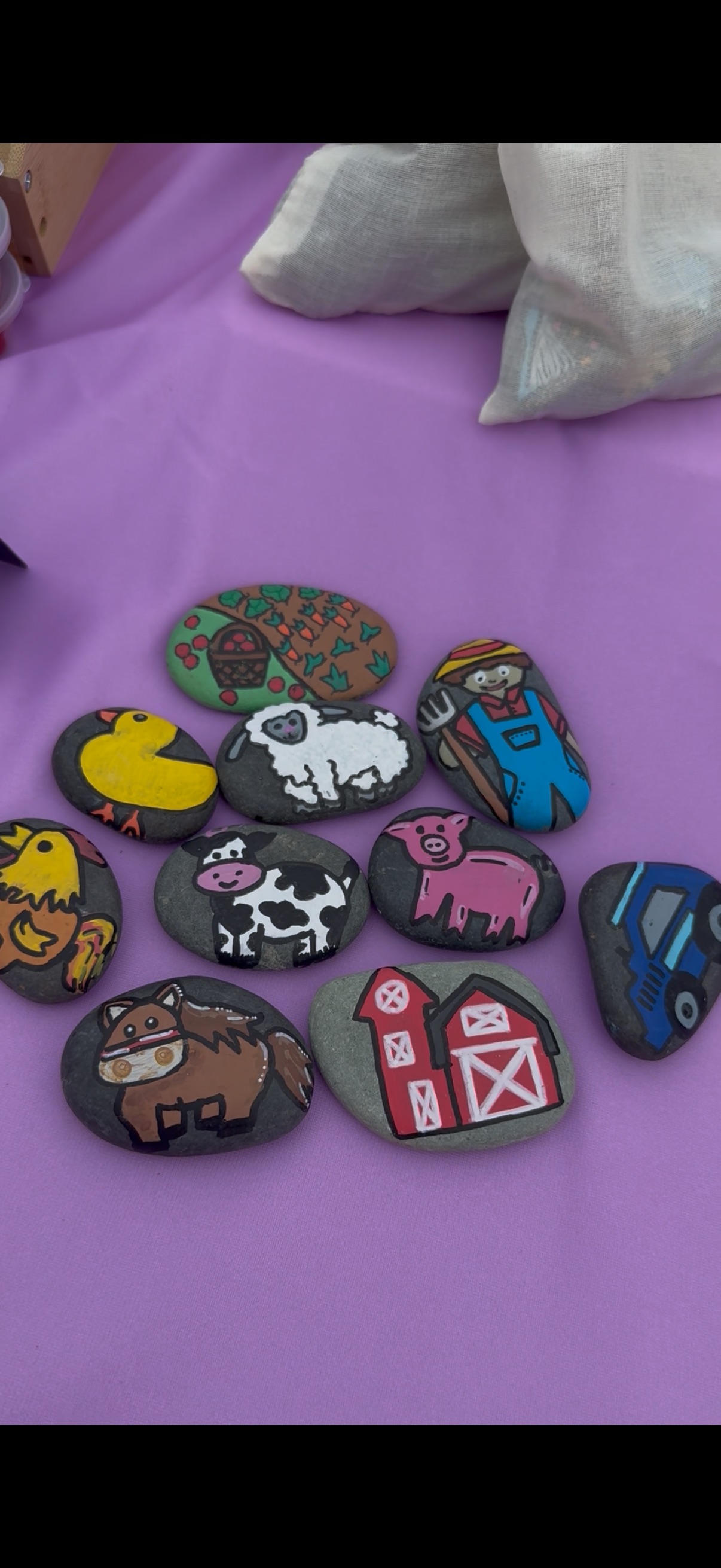 Hand-Painted Story Stones 🐮🐷