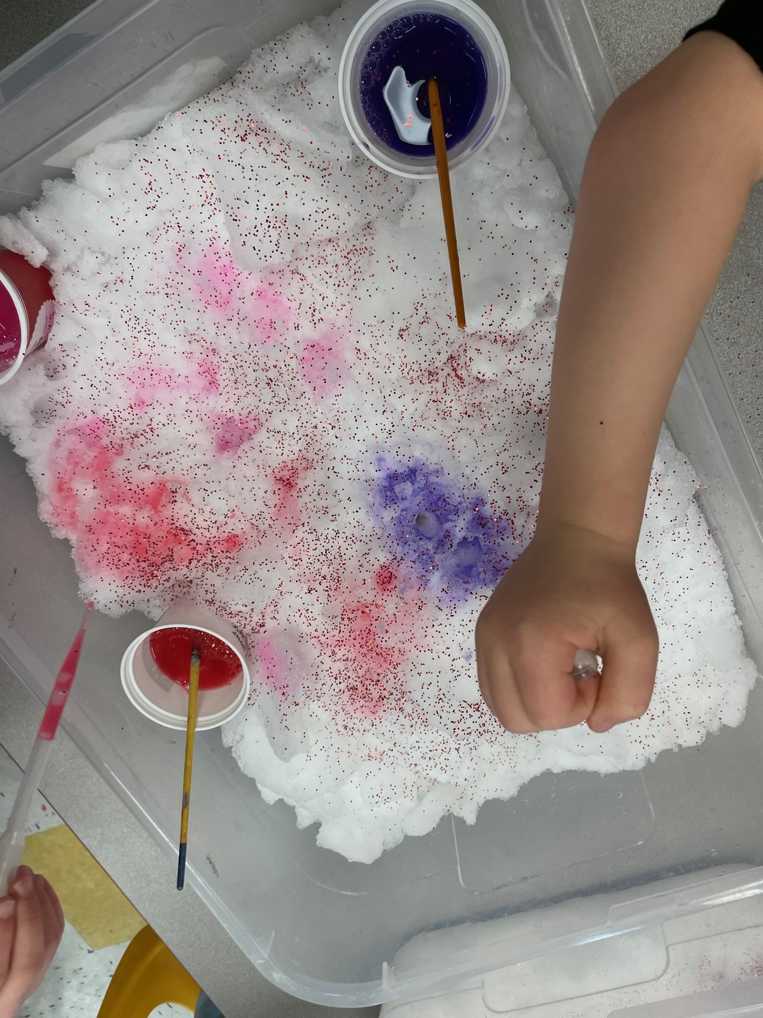 Colorful Snow Paint & Glitter Sensory Art 🎨❄️