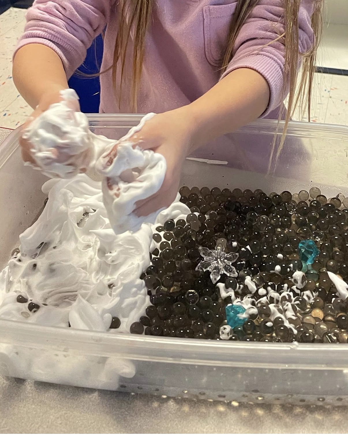 Foamy Sensory Exploration with Water Beads 🤩